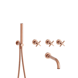 BAIN/DOUCHE ENCASTRE 2 SORTIES CROSS ROAD COMPLET OR ROSE BROSS***FIN