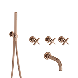 BAIN/DOUCHE ENCASTRE 2 SORTIES CROSS ROAD COMPLET OR ROSE***FIN