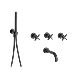 BAIN/DOUCHE ENCASTRE 2 SORTIES CROSS ROAD CHROME NOIR BROSSE***FIN
