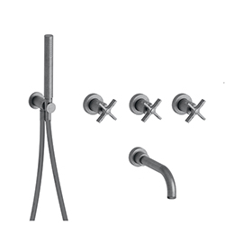 BAIN/DOUCHE ENCASTRE 2 SORTIES CROSS ROAD COMPLET METAL BROSSE***FIN