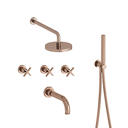 BAIN/DOUCHE ENCASTRE 3 SORTIES CROSS ROAD COMPLET OR ROSE***FIN