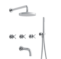 BAIN/DOUCHE ENCASTRE 3 SORTIES CROSS ROAD COMPLET CHROME