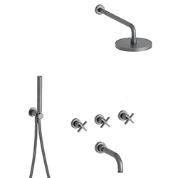 BAIN/DOUCHE ENCASTRE 3 SORTIES CROSS ROAD COMPLET METAL BROSSE***FIN