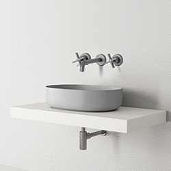 LAVABO CROSS ROAD SMALL 3 TROUS + VIDAGE SANS MECANISME METAL BROSSE