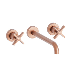 LAVABO CROSS ROAD 3 TROUS + VIDAGE SANS MECANISME OR ROSE BROSSE