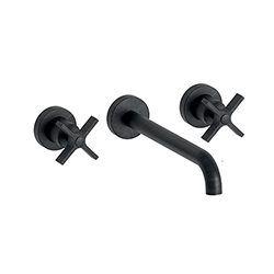 LAVABO CROSS ROAD 3 TROUS + VIDAGE SANS MECANISME CHROME NOIR BROSSE