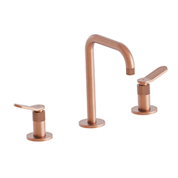 MELANGEUR LAVABO EAST SIDE 3 TROUS + VIDAGE OR ROSE BROSSE