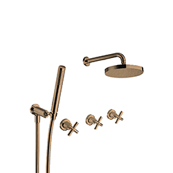 DOUCHE EXECUTIVE ENCASTREE 2 SORTIES OR ROSE BROSSE PVD