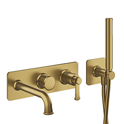 FACADE ENCASTRÉE BAIN DOUCHE 2 SORTIES OR BROSSE