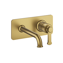 MITIGEUR LAVABO ENCASTRÉ AVEC PLAQUE BEC DE 225 MM OR BROSSE