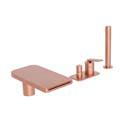 MITIGEUR BAIN-DOUCHE 4 TROUS SUR GORGE OR ROSE BROSSÉ
