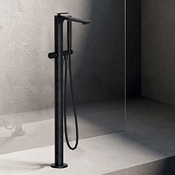 BAIN DOUCHE MITIGEUR MONOCOLONNE CHROMÉ NOIR BROSSÉ