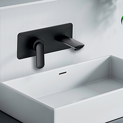 FAÇADE MITIGEUR LAVABO ENCASTRÉ AVEC PLAQUE BEC DE 225 MM BLACKMAT