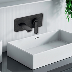 FAÇADE MITIGEUR LAVABO AVEC PLAQUE BEC 225 MM CHROMÉ NOIR BROSSÉ