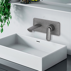 FAÇADE MITIGEUR LAVABO ENCASTRÉ AVEC PLAQUE BEC 225 MM MÉTAL BROSSÉ