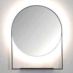 MIROIR ROND AVEC TABLETTE 60 BLACK MAT SENSOR ON/OFF