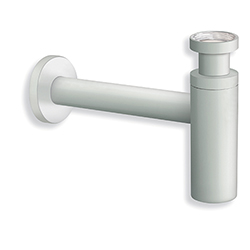 SIPHON LAVABO DROIT LUXE LAITON DESIGN 35 CM BLANC