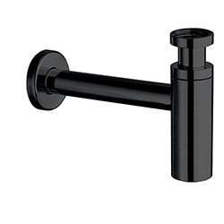 SIPHON LAVABO DROIT LUXE LAITON DESIGN 35 CM CHROME NOIR BROSSE