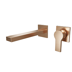 LAVABO MURAL OMEGA AVEC COLLECTEUR ET VIDAGE OR ROSE BROSSE