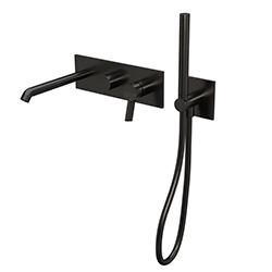 FACADE MITIGEUR BAIN DOUCHE 2 SORTIES PIEGA CHROME NOIR BROSSE