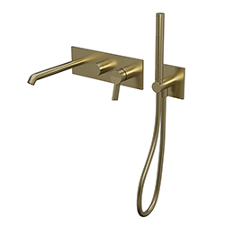 FACADE MITIGEUR BAIN DOUCHE 2 SORTIES PIEGA OR BROSSE