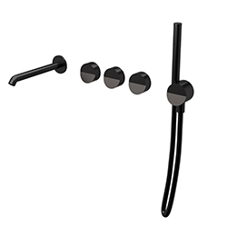 MITIGEUR BAIN DOUCHE 2 SORTIES BEC ET DOUCHETTE PIEGA CHROME NOIR BRO