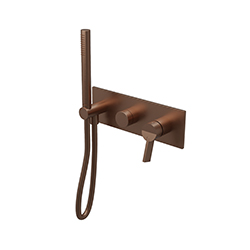 FACADE MITIGEUR BAIN DOUCHE 2 SORTIES PIEGA OR ROSE BROSSE PVD