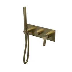 FACADE MITIGEUR BAIN DOUCHE 2 SORTIES PIEGA OR BROSSE