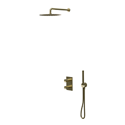 FACADE DOUCHE THERMOSTATIQUE 2 SORTIES PIEGA OR BROSSE