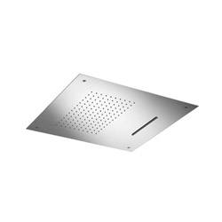 POMME DE DOUCHE PLAFOND ENCASTREE 50 CM CARREE PLUIE+CASCADE