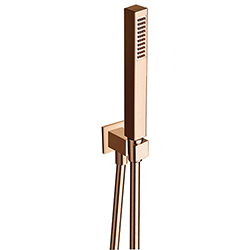 ENSEMBLE APPLIQUE PRISE D'EAU DOUCHETTE FLEXIBLE CARRE OR ROSE BROSSE