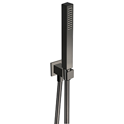 ENSEMBLE APPLIQUE PRISE D'EAU DOUCHETTE FLEXIBLE CARRE CHROME NOIR