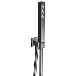 ENSEMBLE APPLIQUE PRISE D'EAU DOUCHETTE FLEXIBLE CARRE CHRO NOIR BROS