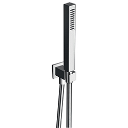 ENSEMBLE APPLIQUE PRISE D'EAU DOUCHETTE FLEXIBLE CARRE METAL BROSSE