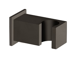 SUPPORT DOUCHETTE CARRE MURAL CHROME NOIR BROSSE