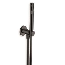 $ ENSEMBLE APPLIQUE PRISE D'EAU DOUCHETTE FLEXIBLE RONDE NOIRE