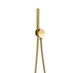 ENSEMBLE APPLIQUE PRISE D'EAU DOUCHETTE FLEXIBLE PIEGA INOX OR BROSSÉ
