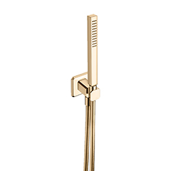 ENSEMBLE APPLIQUE PRISE D'EAU DOUCHETTE FLEXIBLE CARRE OR ROSE PVD