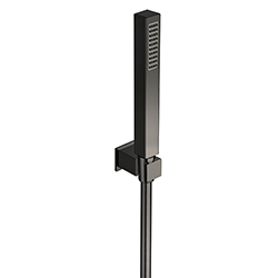 KIT SUPPORT CARRE + DOUCHETTE CARRE CHROME NOIR