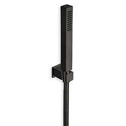 KIT SUPPORT CARRE + DOUCHETTE CARRE CHROME NOIR BROSSE