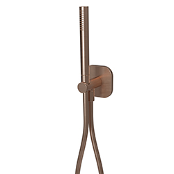 ENSEMBLE APPLIQUE PRISE D'EAU ROND PLAQUE XXL OR ROSE BROSSE