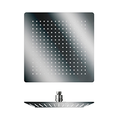 POMME DE DOUCHE SANDWICH INOX CARRE CHROME NOIR