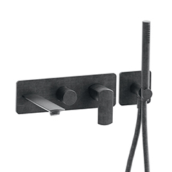 BAIN DOUCHE MURAL PROFILO ENCASTRE 2 SORTIES CHROME NOIR BROSSE