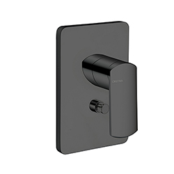 FACADE LAITON MITIGEUR DOUCHE PROFILO 2 SORTIES CHROME BLACK MAT