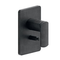 FACADE LAITON MITIGEUR DOUCHE PROFILO 2 SORTIES CHROME NOIR BROSSE