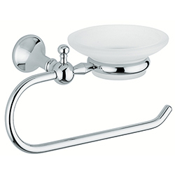 #PORTE SERVIETTE AVEC PORTE SAVON EN VERRE DEPOLI REGENCY CHROME