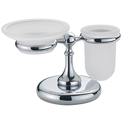 #PORTE-VERRE ET SAVON A POSER EN VERRE DEPOLI REGENCY CHROME