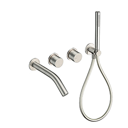 FACADE MITIGEUR BAIN DOUCHE 3 SORTIES ROSACES DOUCHETTE INOX