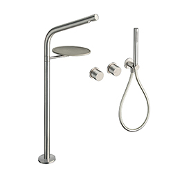 #ENSEMBLE MITIGEUR MURAL BAIN/DOUCHE 2 SORTIES AVEC BEC SUR PIED SX 