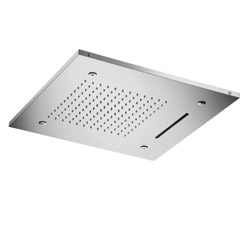DOUCHE PLAFOND CARREE CHROMOTHERAPIE 50 CM PLUIE+CASCADE+BRUMISATEUR